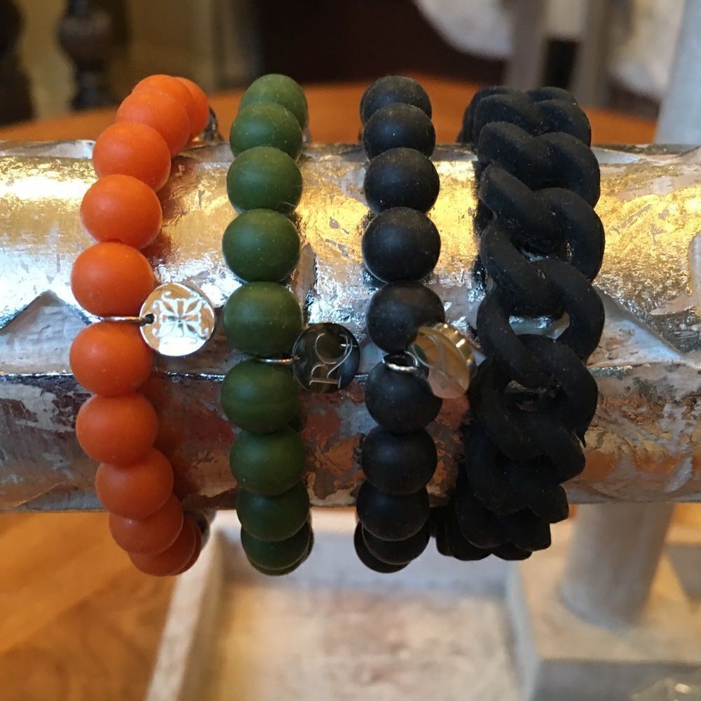 SILVER & Rubber Rustic Cuff Set! - Picture 4 of 8